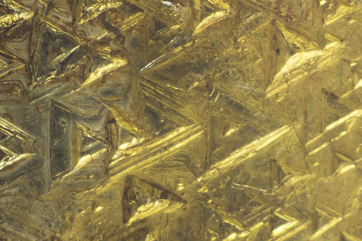 Detail of the native gold sheet from Křepice, Czech Republic