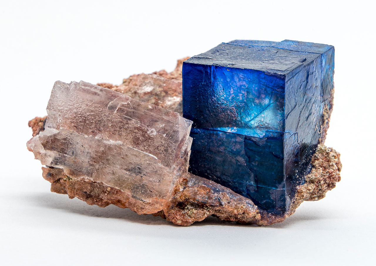 Blue halite with clear sylvite from Kerr McGee Mine, Carlsbad Potash District, New Mexico, USA