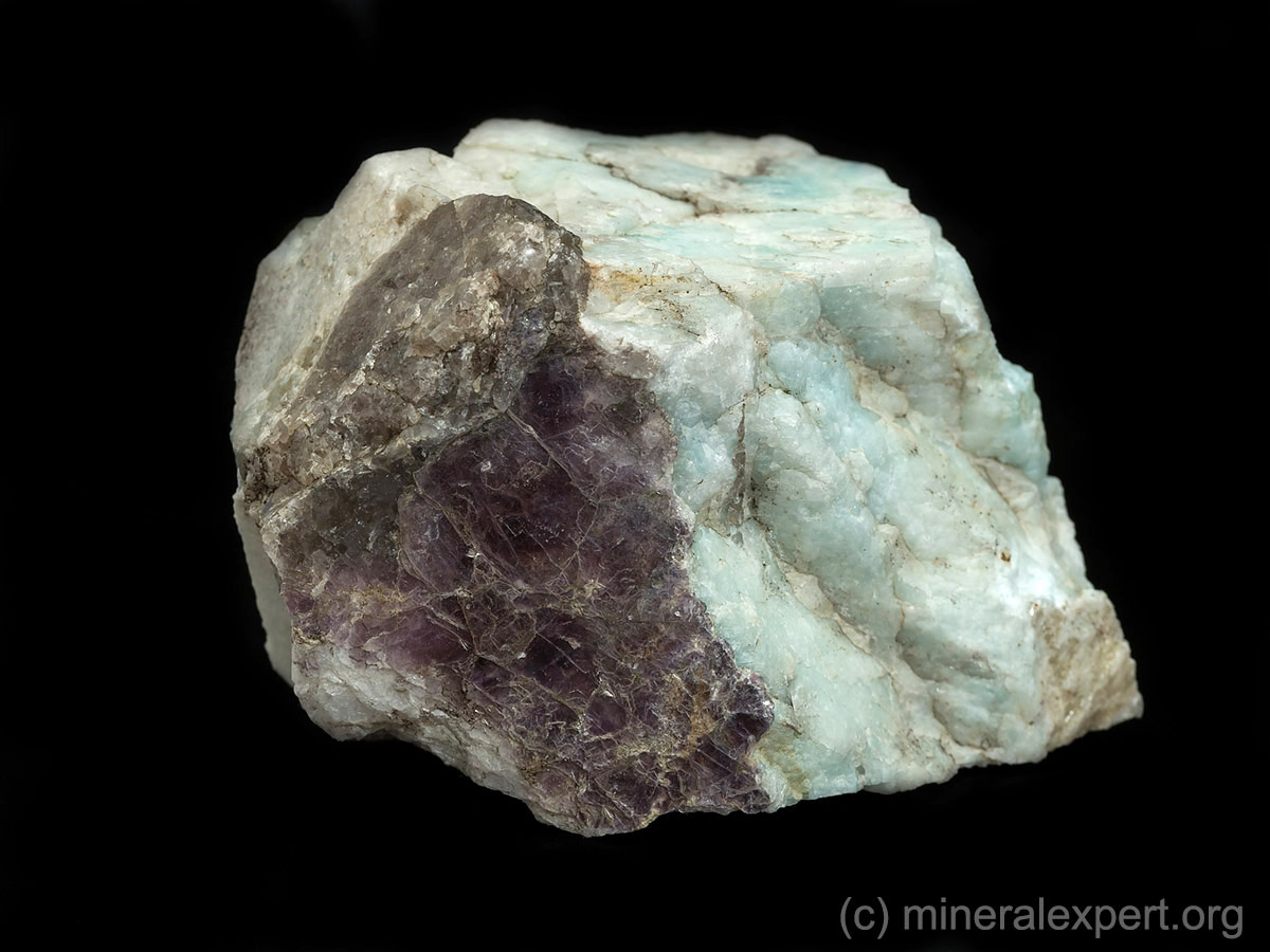 Lepidolite flake on amazonite feldspar from Høydalen, Norway