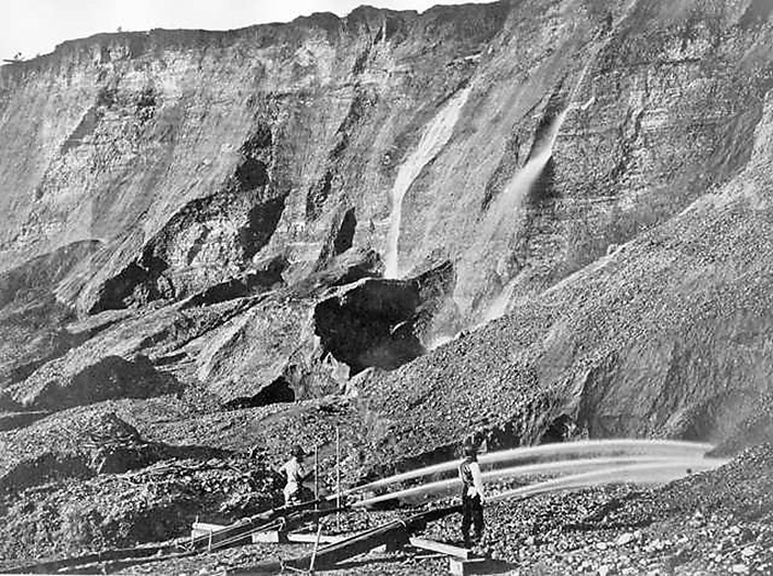 Extensive erosion caused by hydraulic mining in Dutch Flat, California