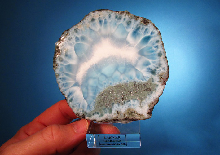 Larimar - colored variety of Pectolite from Dominican Republic