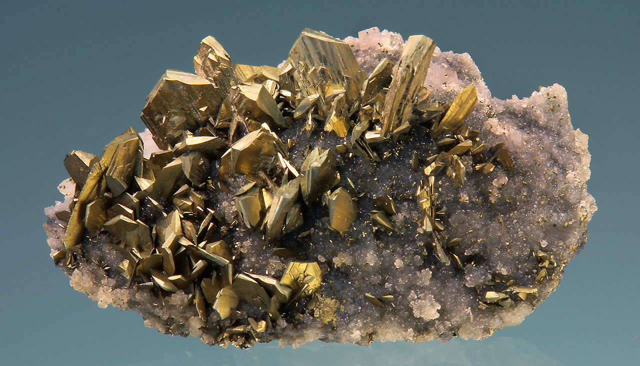 Small marcasite crystals on drusy quartz from Katsch and der Mur, Styria, Austria