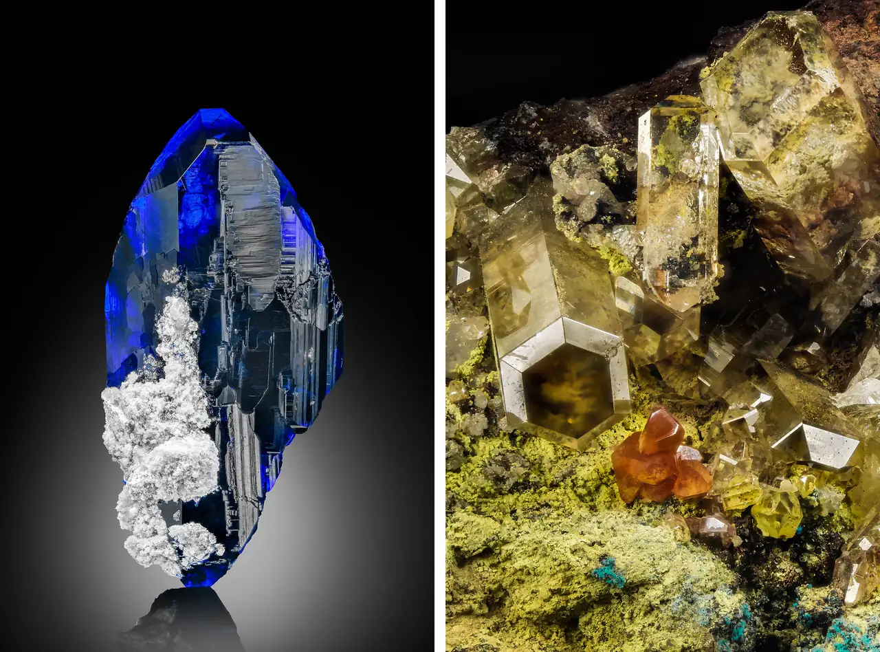 Azurite and mimetite secondary minerals