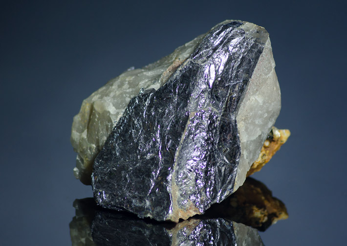 Molybdenite sulfide in quartz from Vrchoslav in Czech Republic