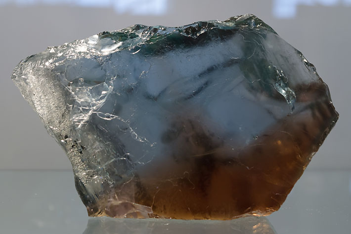 Rough bicolor gemmy topaz from Volodarsk, Ukraine