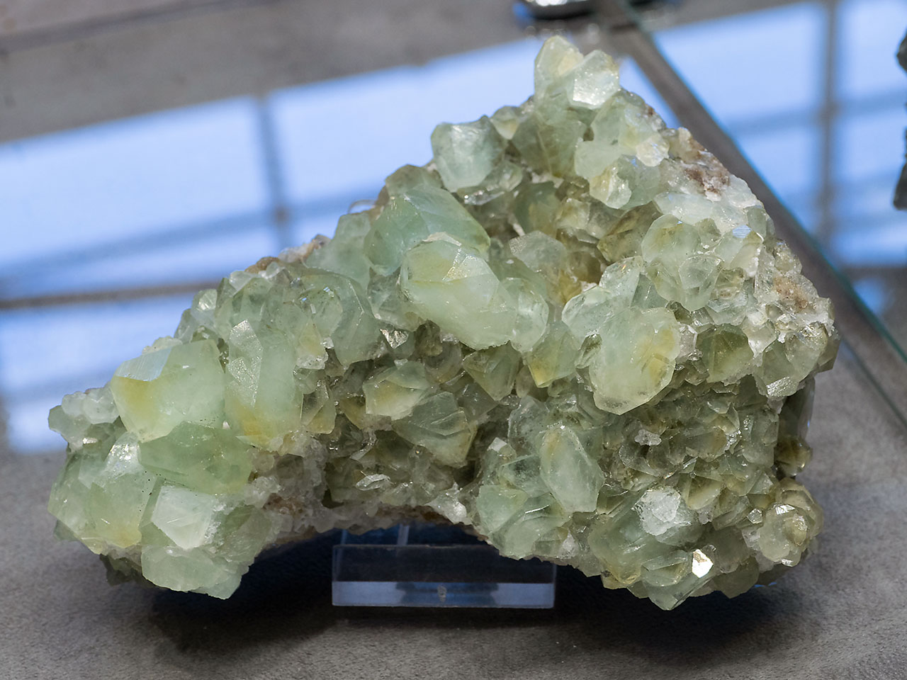 Cluster of green datolite crystals from Dalnegorsk, Russia