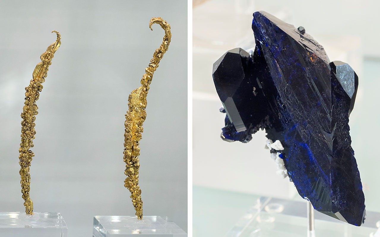 Gold and azurite crystals