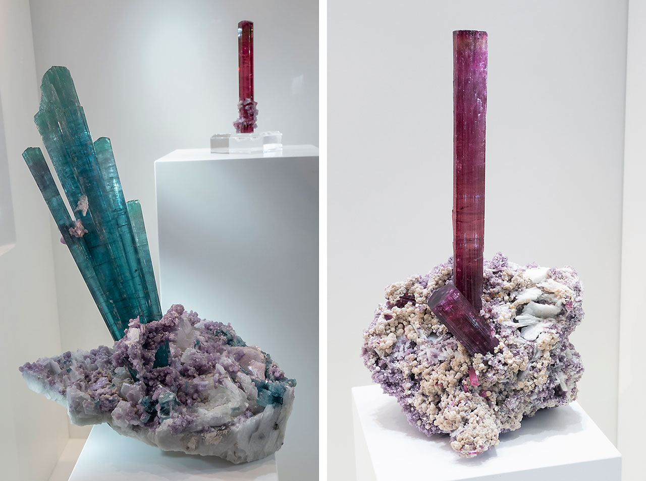Excellent crystals of colorful lithium tourmalines from Minas Gerais, Brazil