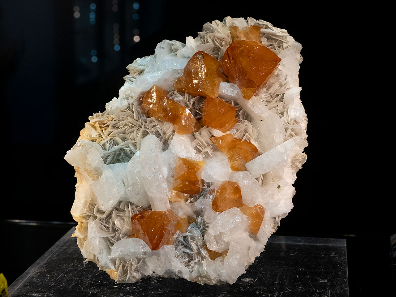 Great cluster with pale beryl, yellow scheelite and mica from Pingwu, Sichuan, China