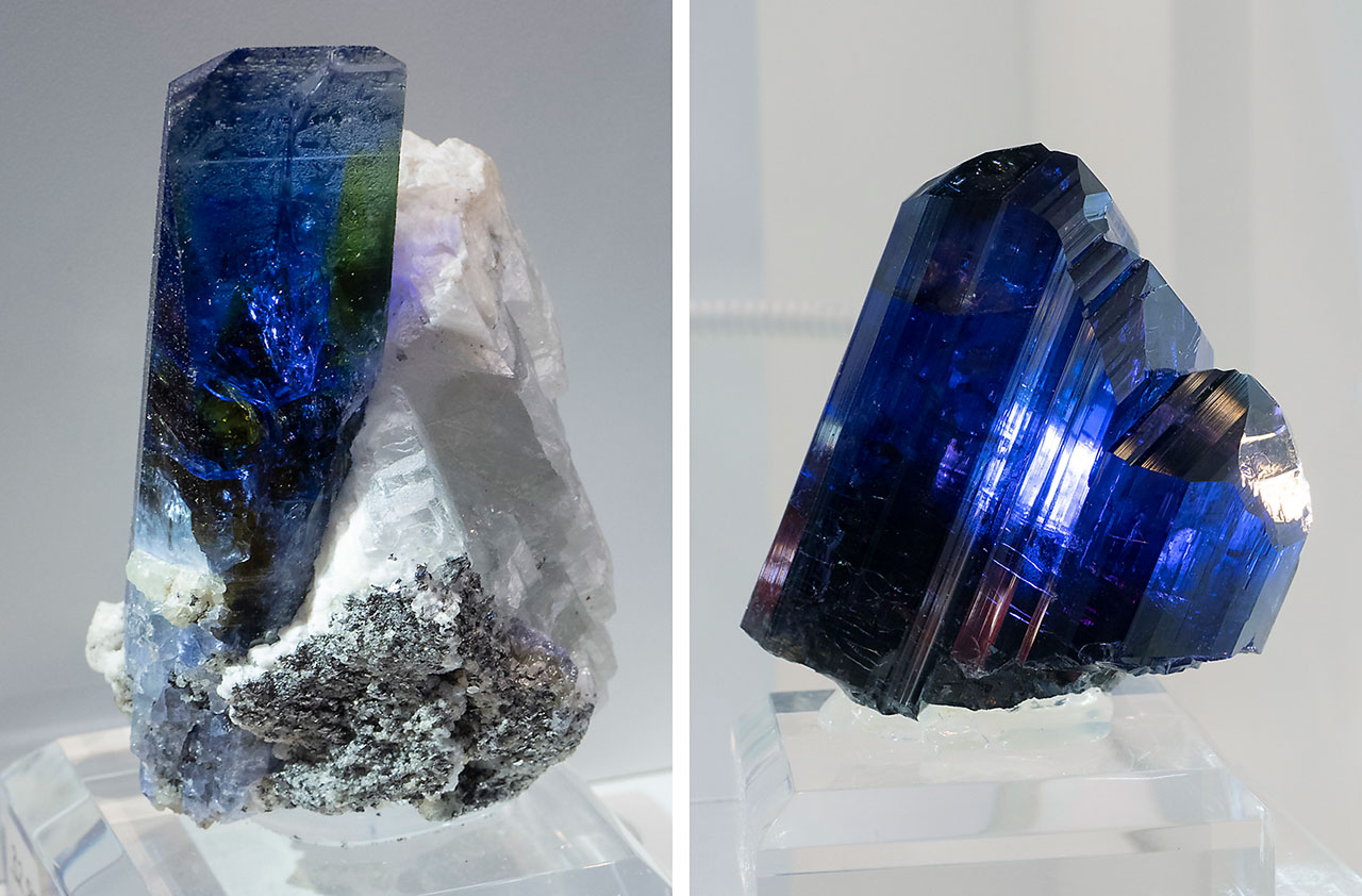 High quality and gemmy deep blue tanzanite crystals from Merelani Hills, Tanzania
