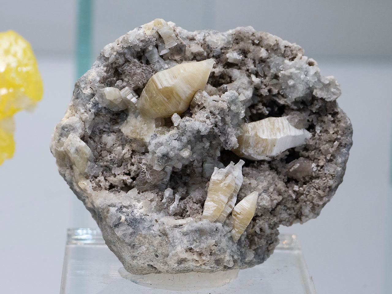 Rare weloganite crystals from Jeffrey Mine, Quebec, Canada