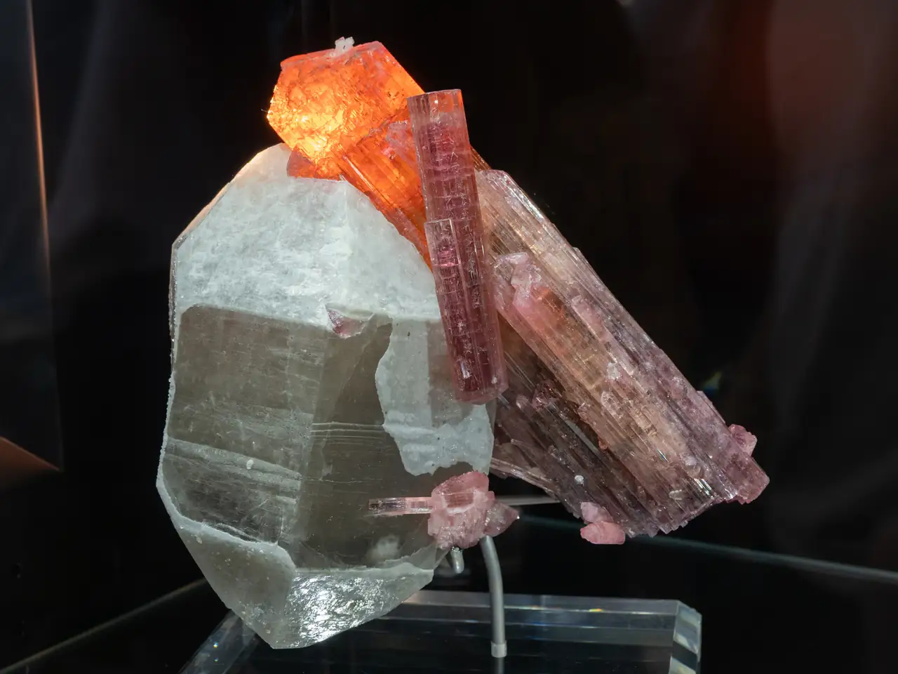 Doubly terminated quartz crystal with red tourmaline from Coronel Murta, Minas Gerais, Brazil.