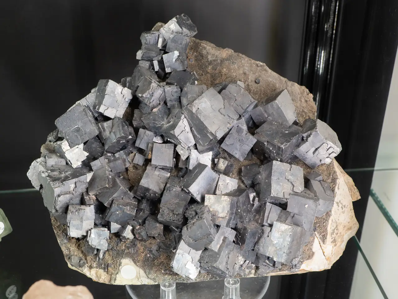 Cluster of cubic galena crystals from Joplin, Missouri, USA.