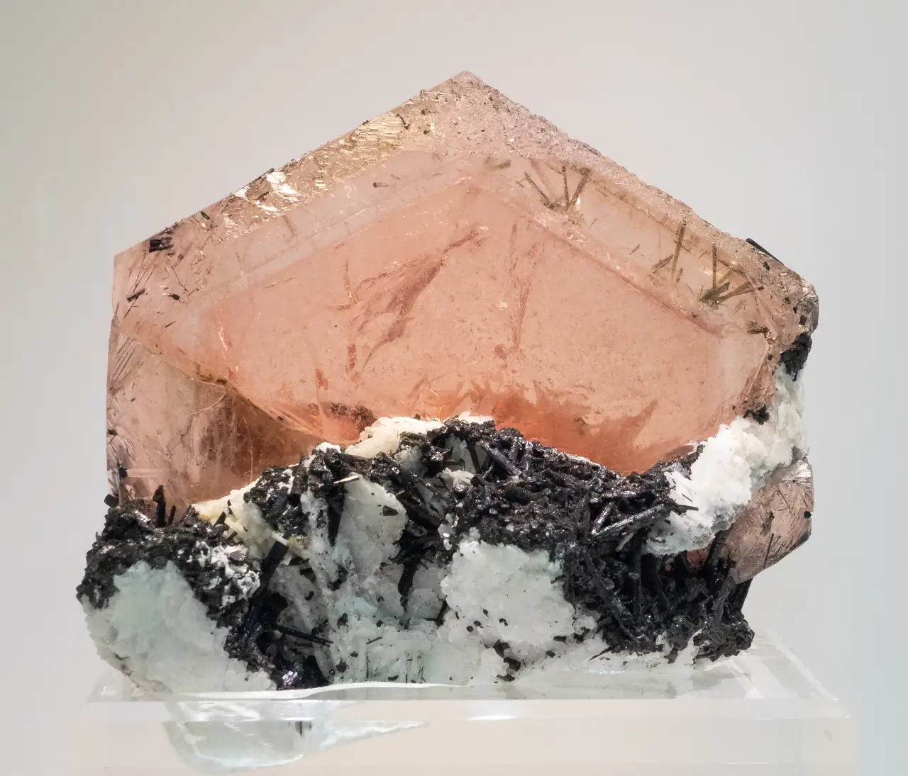Gemmy and perfectly shaped morganite crystal from Urucum Mine, Doce Valley, Minas Gerais, Brazil.