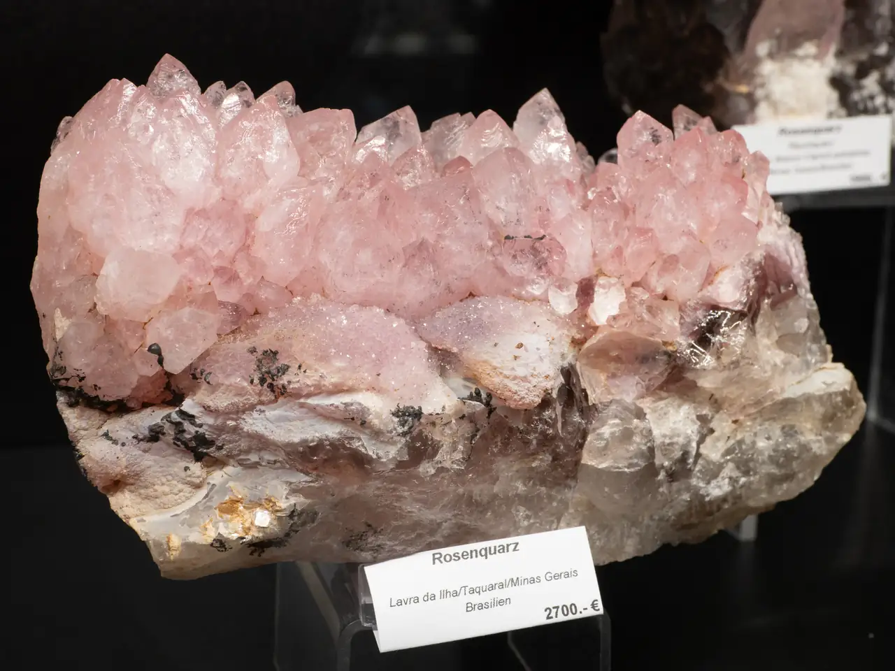Crystalline pink quartz from Lavra da Ilha, Minas Gerais, Brazil.