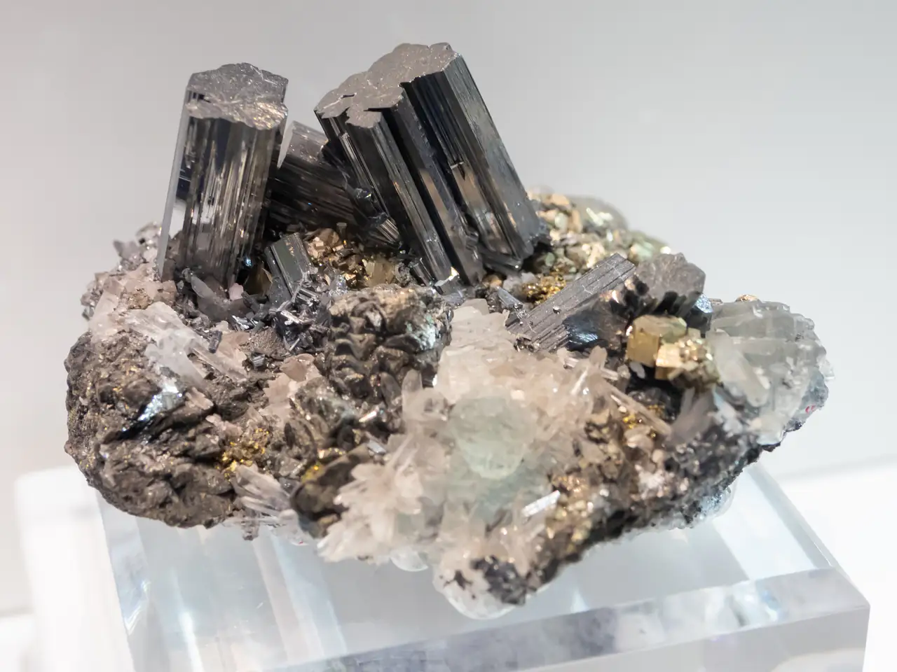 Bournonite crystals on matrix from Yaogangxian Mine, Hunan Province, China