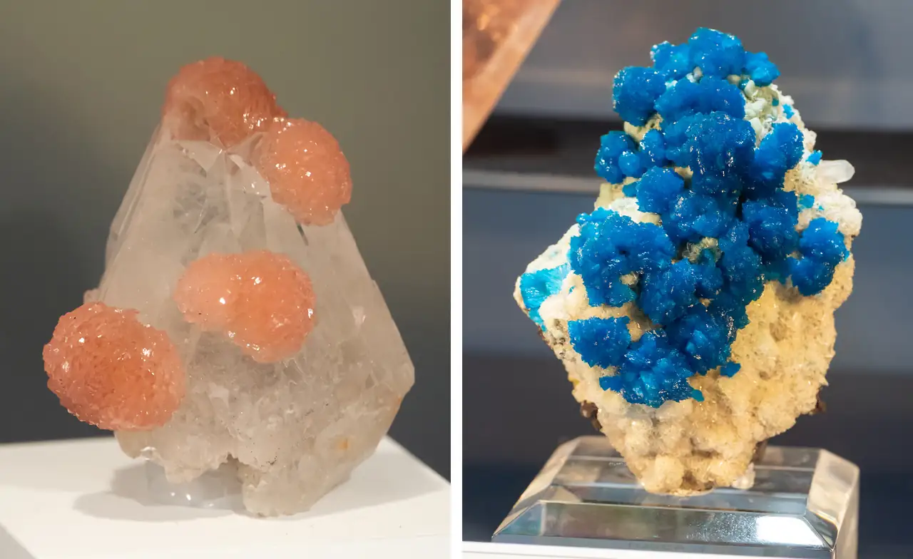 Calcite with olmiite and cavansite cluster