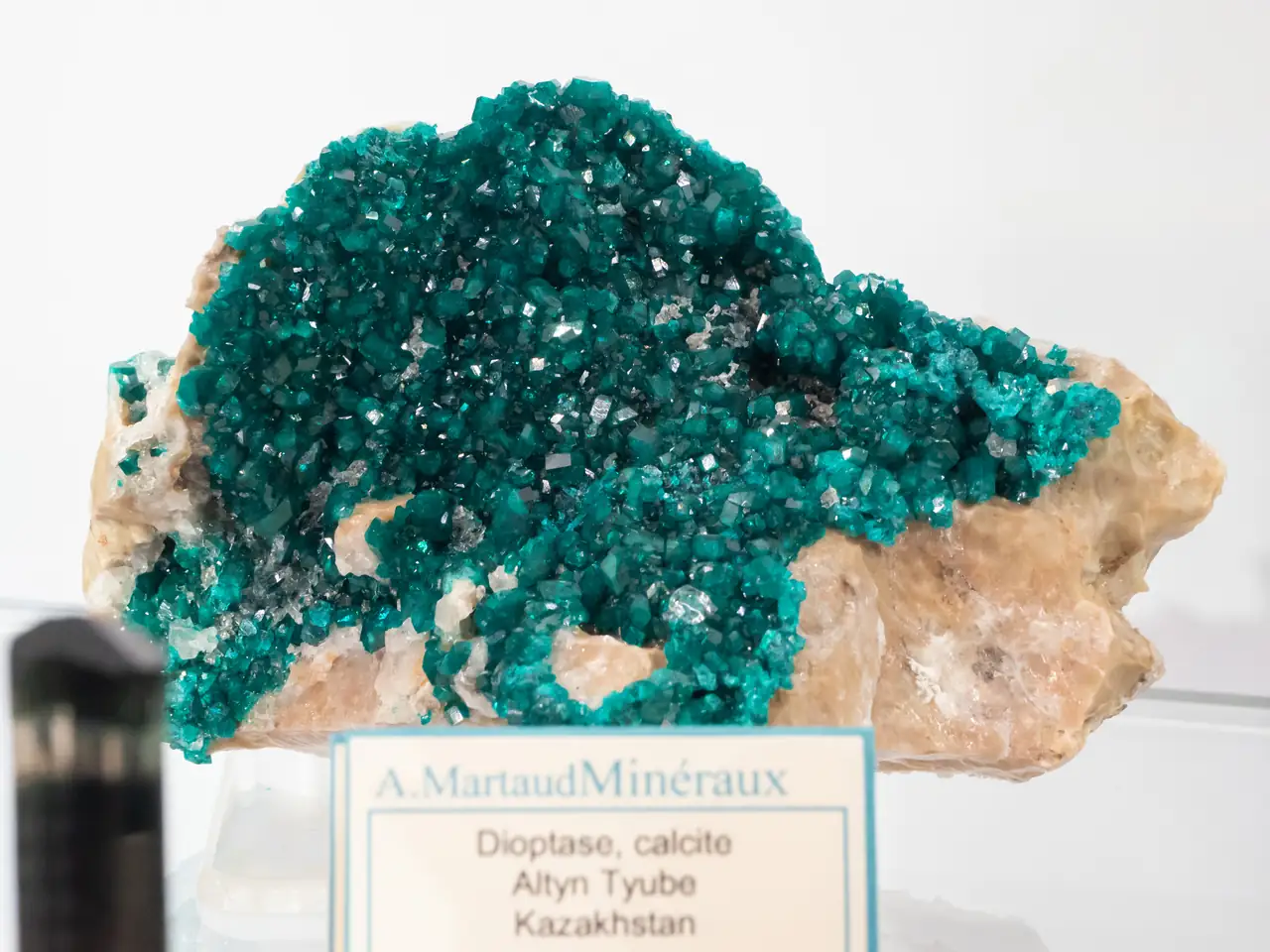 Classic emerald green dioptase crystals from Altyn Tube, Kazakhstan