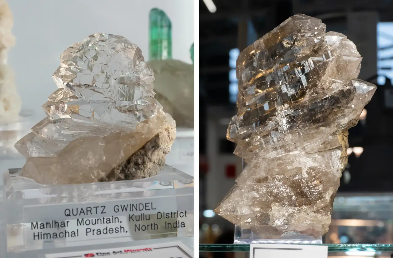 Open gwindel quartz crystals