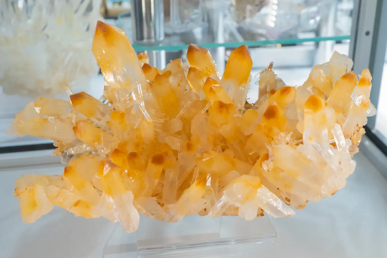 Large halloysite included mango quartz from Cabiche, Colombia