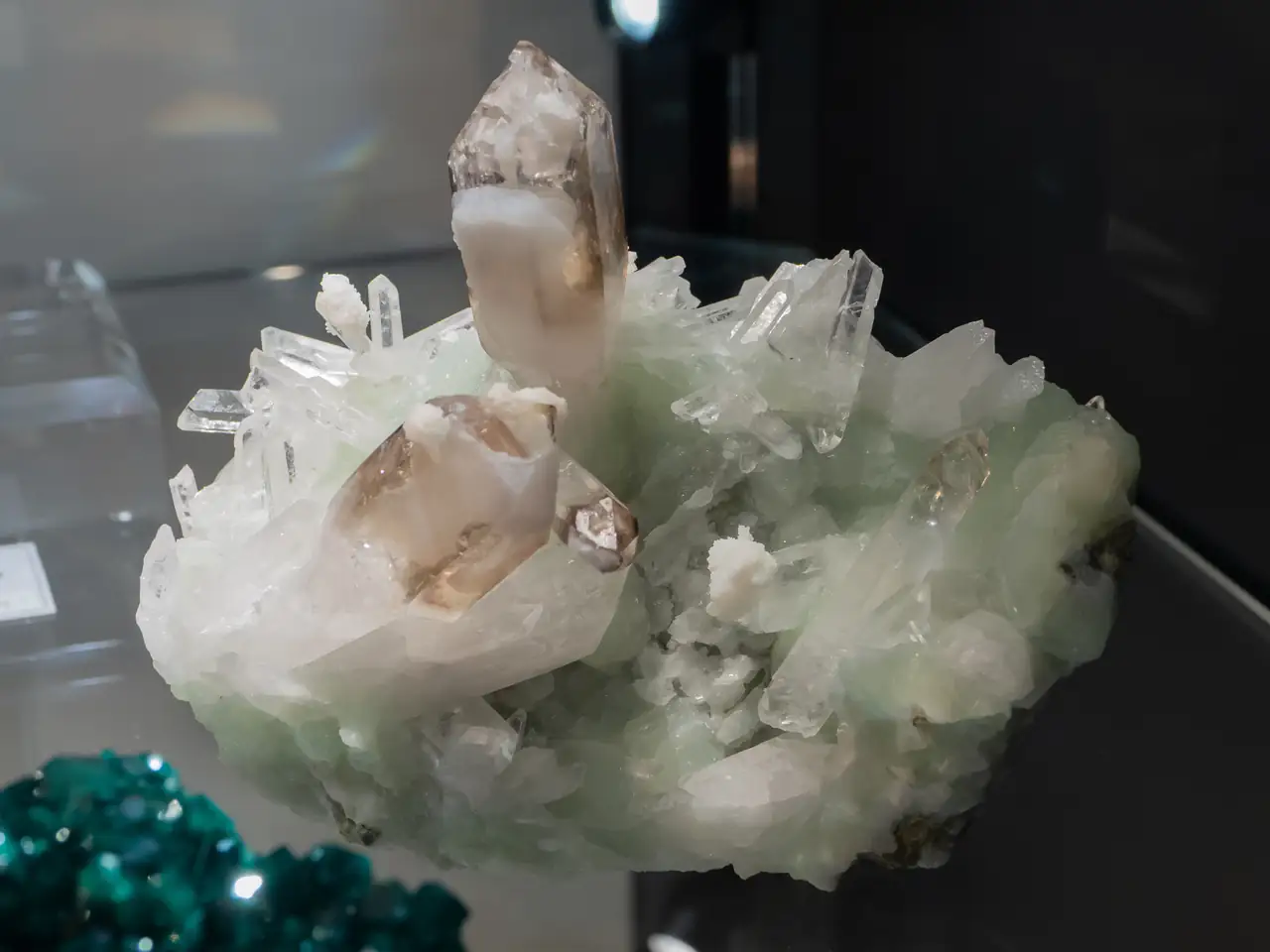 Scepter quartz with green prehnite from Goboboseb, Namibia