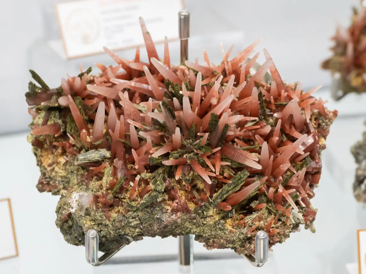 Red quartz with epidote from San Felipe Mine, La Libertad, Peru