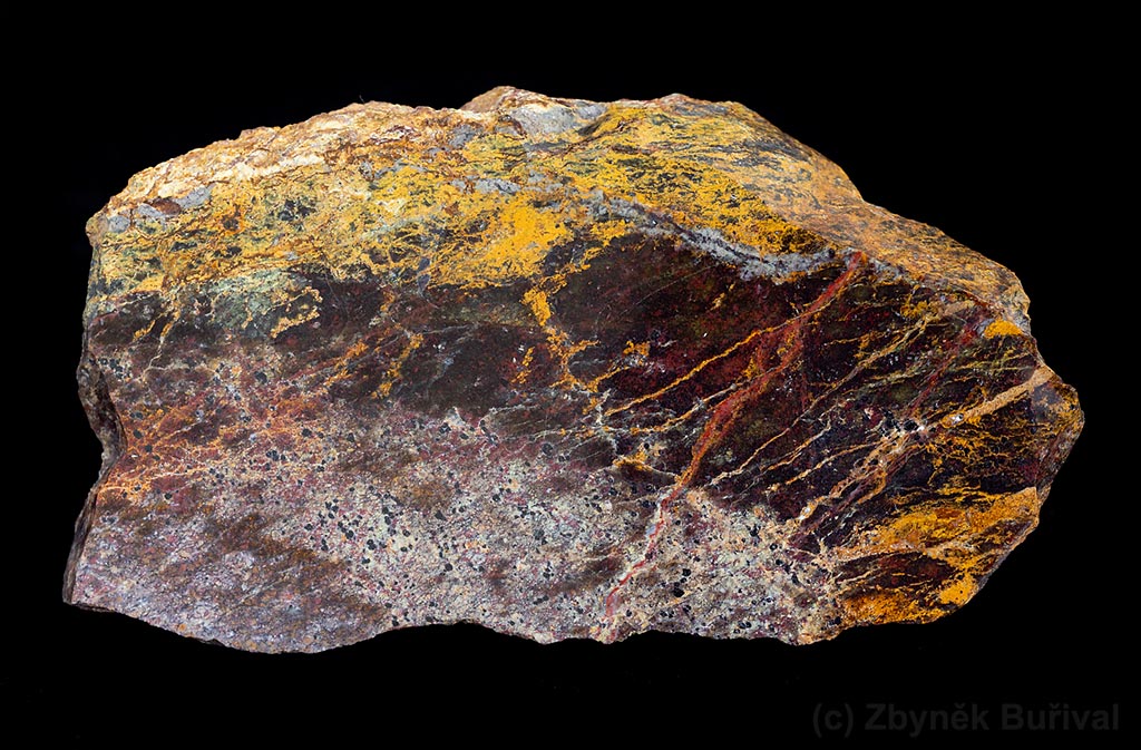 Opal with yellow veins and brow-red matrix with chromite