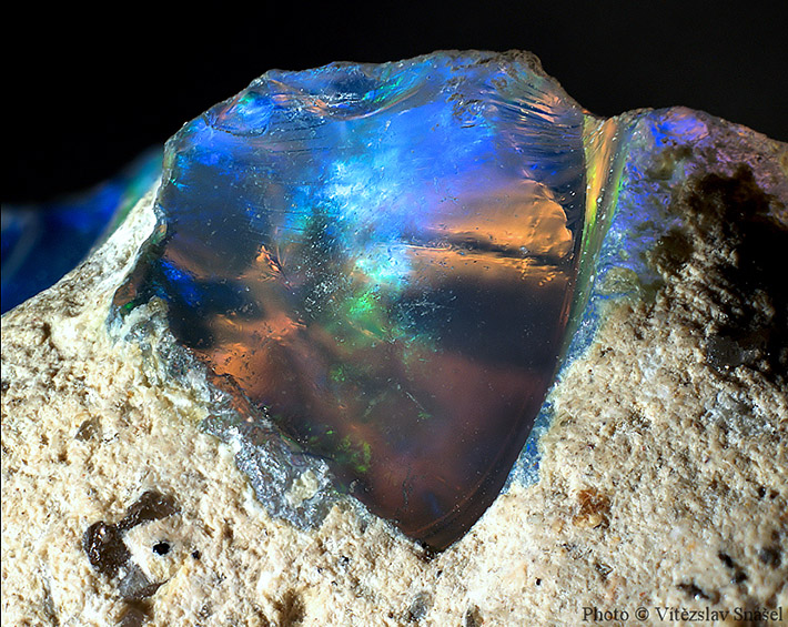 Play of colors in precious opal from Wello, Ethiopia