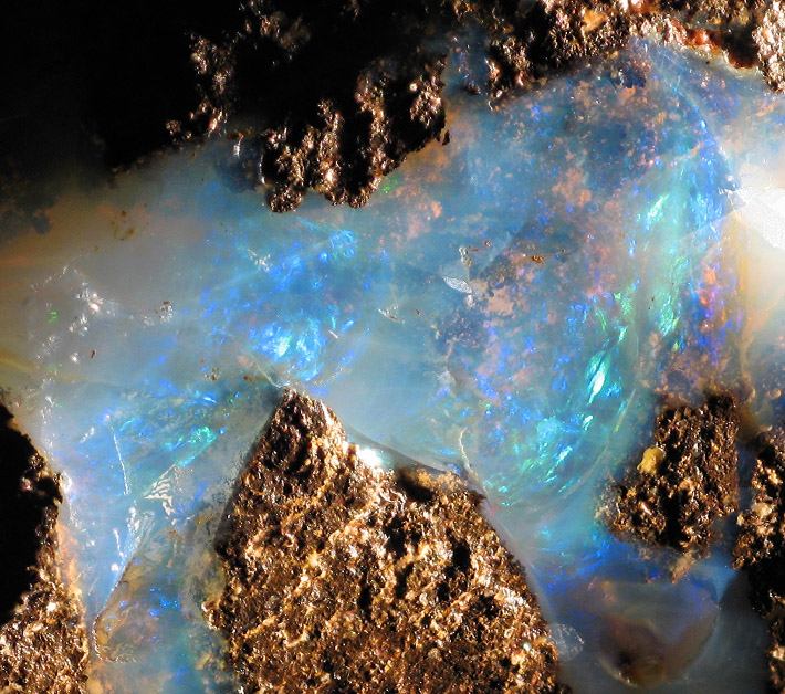 Nice play of colors in the precious opal from Quilpie, Queensland, Australia