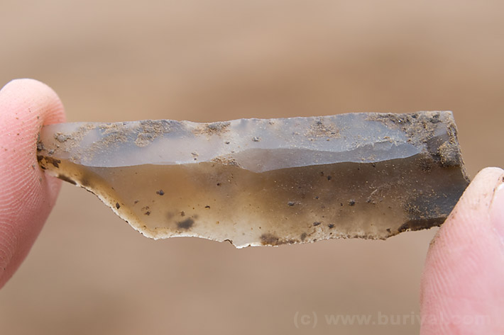 Prehistoric blade made of gray flint