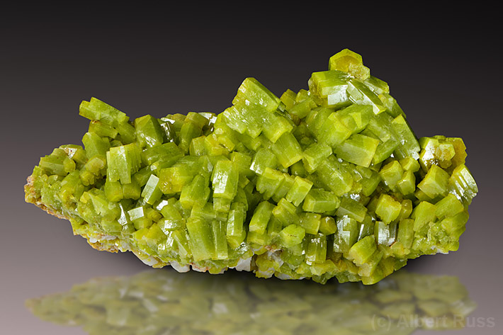 Cluster of bright green crystals of pyromorphite from China