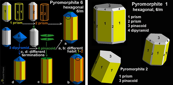 Crystal shapes of pyromorphite