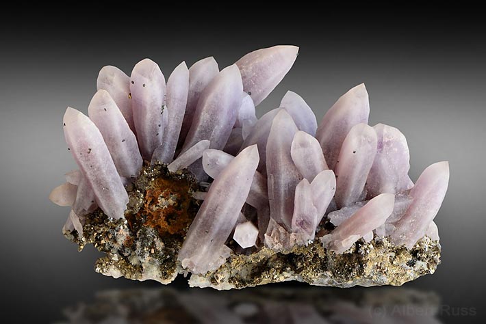 Cluster of pale amethyst crystals from Turt in Romania