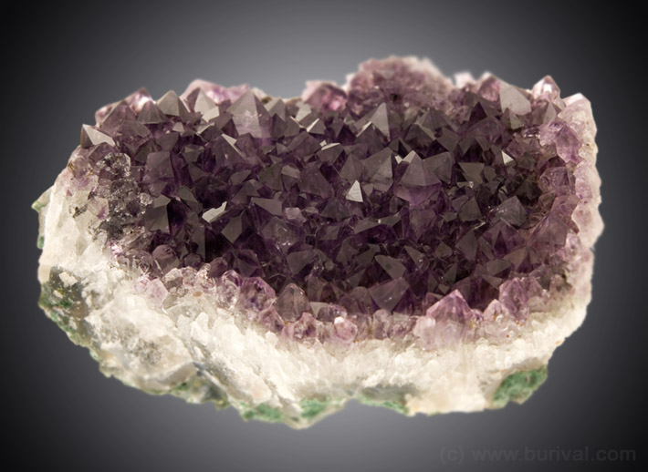 Cluster of dark violet amethyst crystals from Uruguay