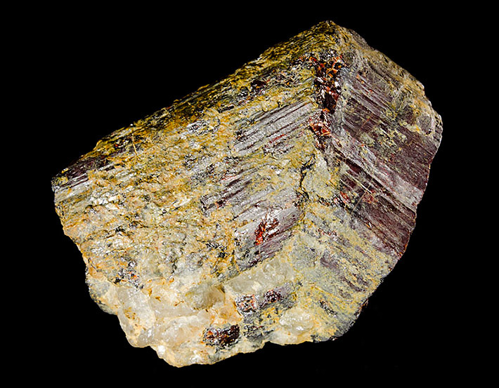 Reddish colored elbow-twin crystal of rutile from Golcuv Jenikov, Czech Republic