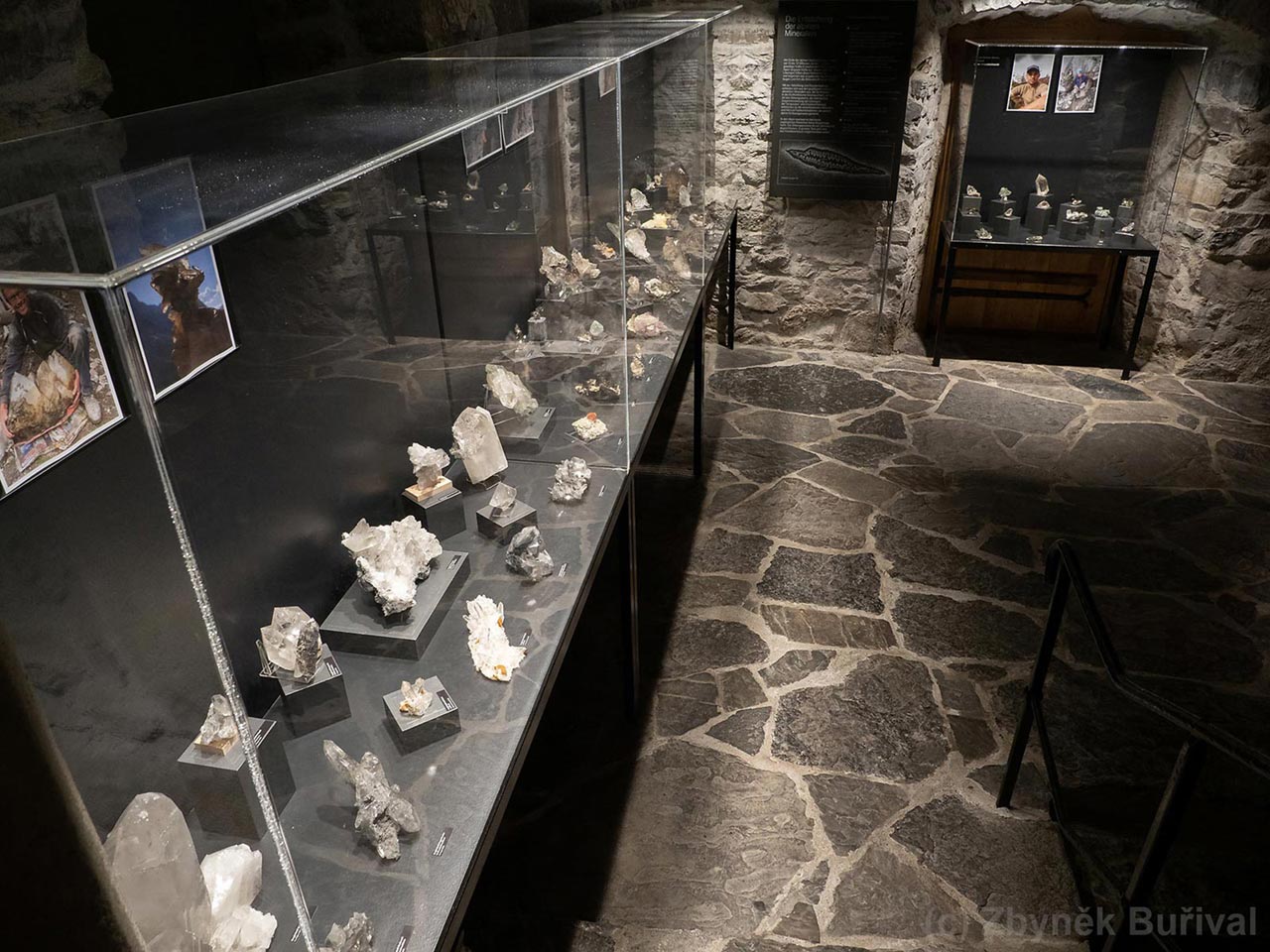 Seedorf mineral museum room with displays and text panels