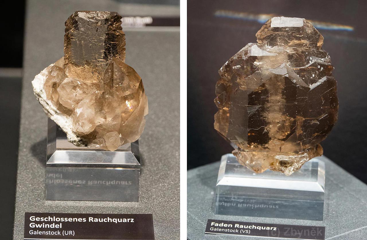 Smoky quartz crystals from Galenstock, Kanton Uri, Switzerland