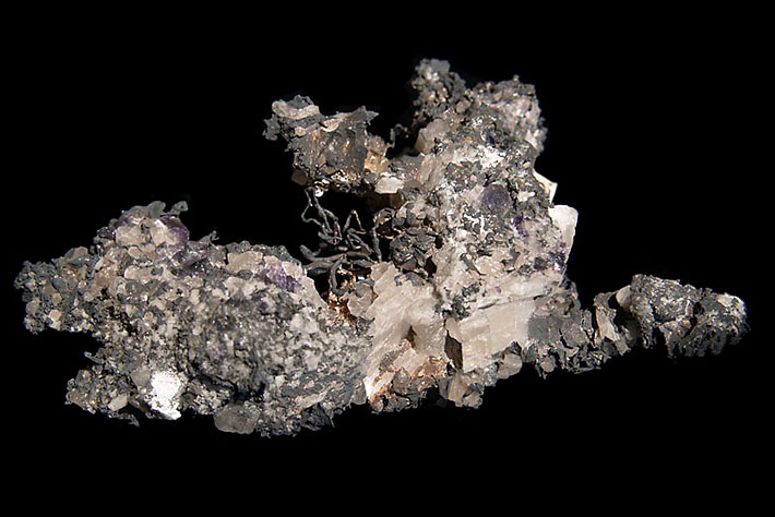 Cluster of quartz, fluorite and native silver from Kongsberg, Norway