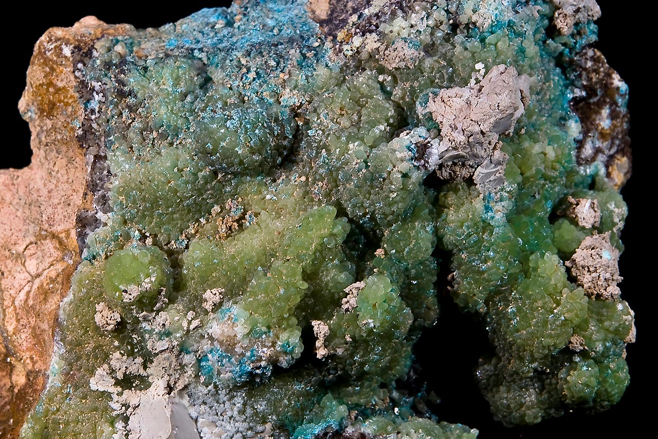Green cuprian smithsonite from Chessy-les-Mines, Rhône-Alpes, France