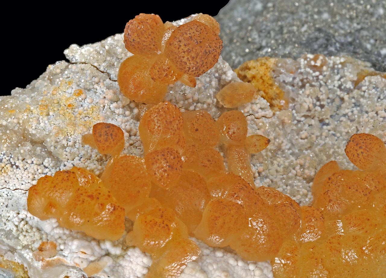 Bright orange smithsonite from Mina Ojuela, Mapimi, Durango, Mexico