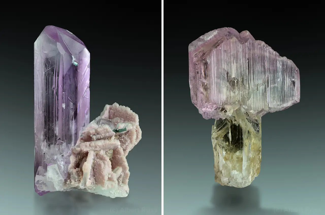Crystals of pink spodumene (var. kunzite)