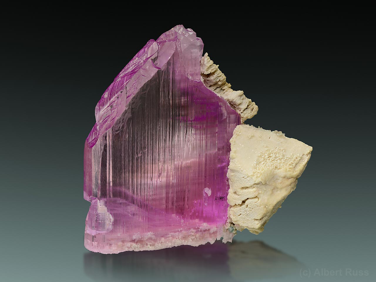 Classic pink kunzite (variety of spodumene) with albite from Dara-i-Pech, Afghanistan