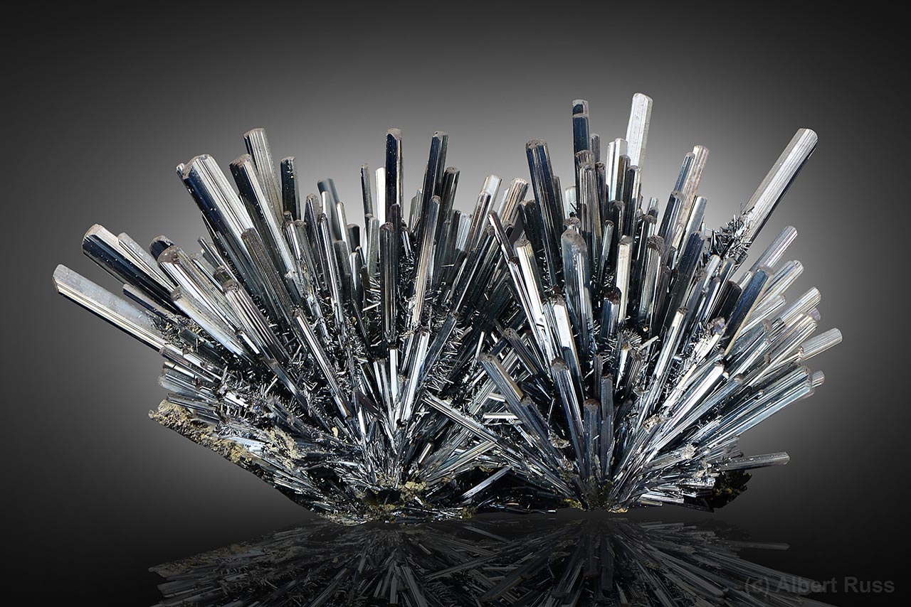 Cluster of stibnite crystals from Romania