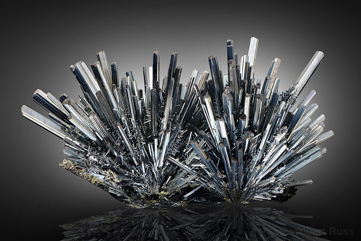 Cluster of stibnite crystals from Romania