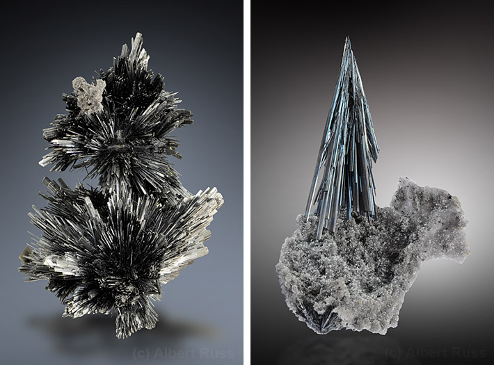 Stibnite crystal clusters from Romania