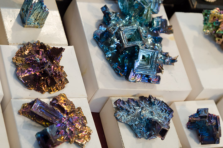 Lab grown synthetic crystals of native bismuth