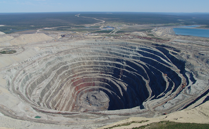 Active open pit diamond mine Udachnaya pipe in Sakha Republic, Russia