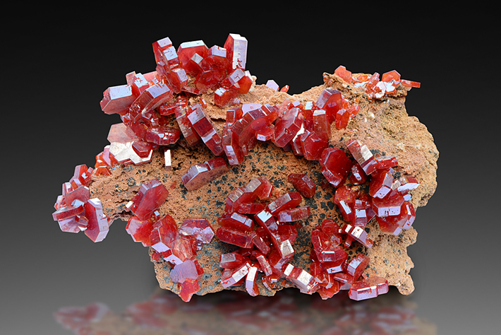 Deep red vanadinite from Mibladen, Morocco