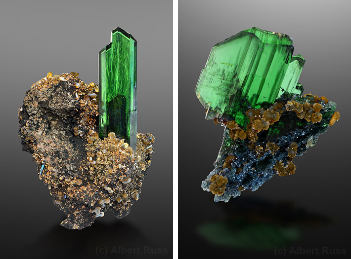 Bright green vivianite crystals from Oruro department, Bolivia