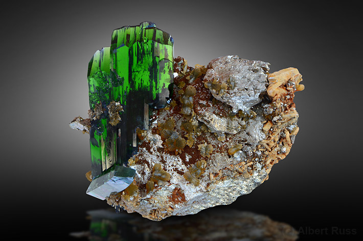 Green vivianite crystal on matrix from Oruro department, Bolivia